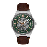 Lee Cooper Men's Automatic Watches Analog Green Dial with Brown Leather Strap, LC08050.354